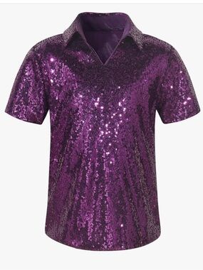 Sequin Short Sleeve Polo Shirt